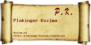 Plakinger Kozima névjegykártya